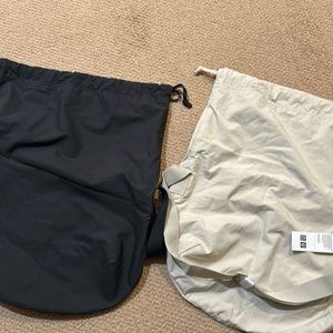 Uniqlo drawstring bags, beige and black, new with tag